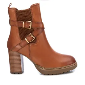 161161 Spanish Leather ankle boots with ankle straps and elastic in Tan