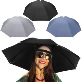3 Pcs Fishing Umbrella Hat 27'' Adjustable Hands Free Foldable Head Umbrella Cap UV Protection Waterproof for women men fishing summer