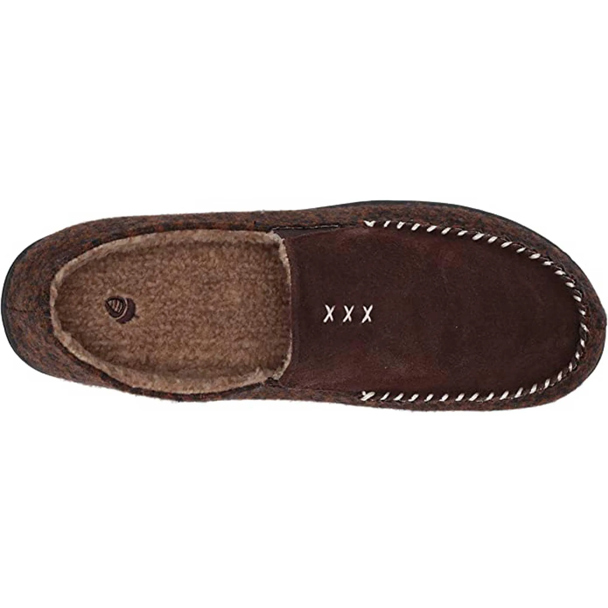 Acorn Men's Crafted Moc Slippers - Suede and Faux Wool, Walnut, Large | A19016WALML