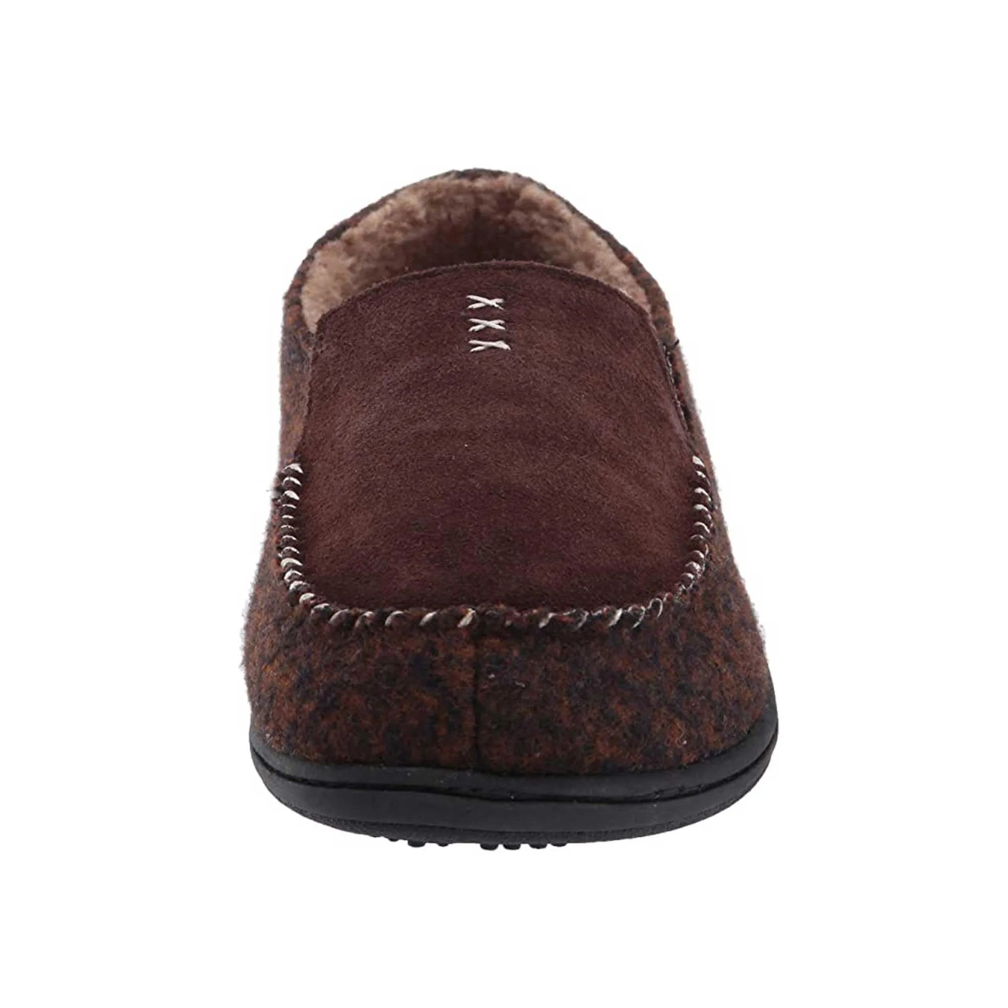Acorn Men's Crafted Moc Slippers - Suede and Faux Wool, Walnut, Large | A19016WALML