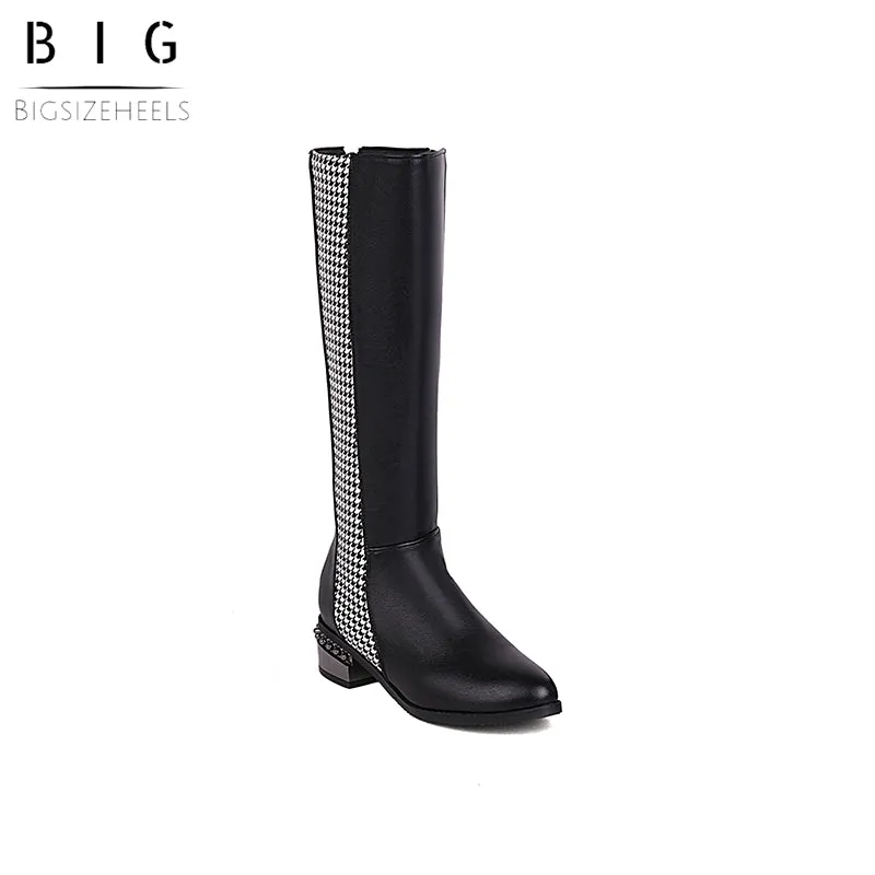 Bigsizeheels Concise Over the Knee Boots for women - Black
