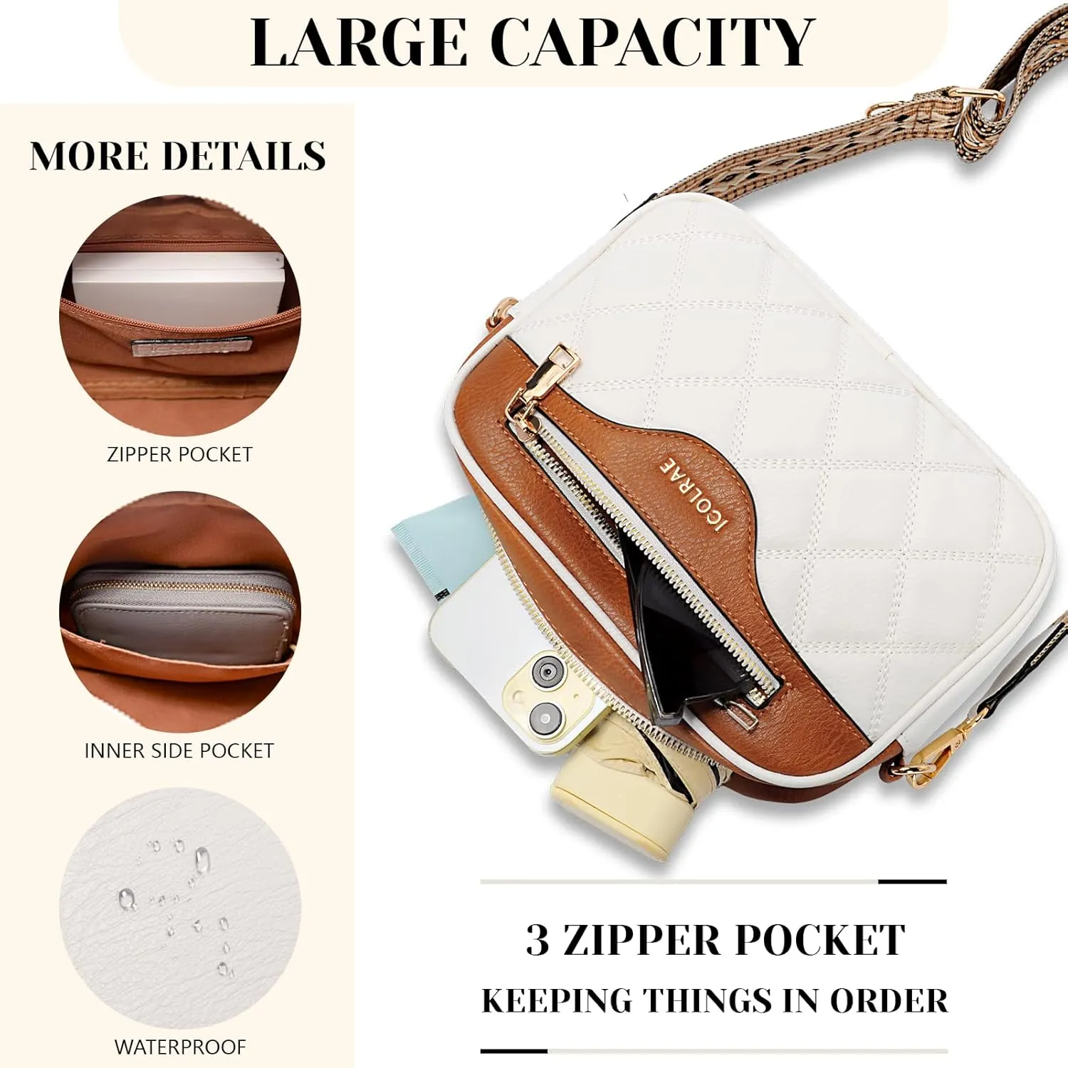 Crossbody Bags for Women, Vegan Leather Shoulder Handbags Rhombus Quilted Small Purses for Women with Wide Strap