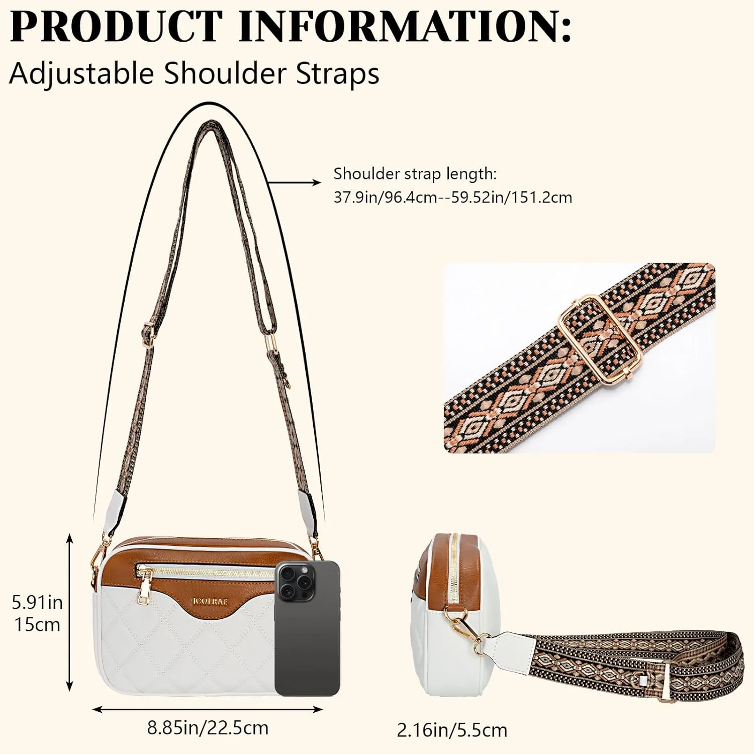 Crossbody Bags for Women, Vegan Leather Shoulder Handbags Rhombus Quilted Small Purses for Women with Wide Strap