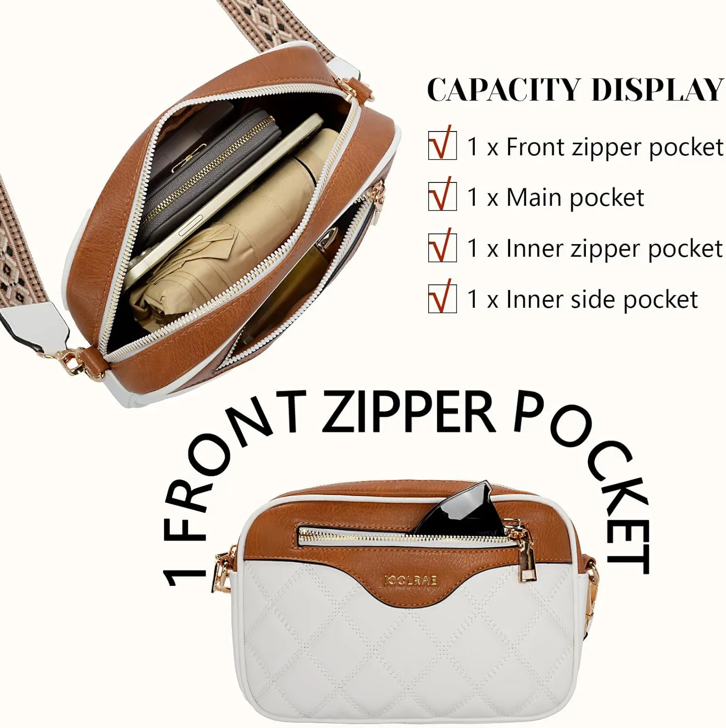 Crossbody Bags for Women, Vegan Leather Shoulder Handbags Rhombus Quilted Small Purses for Women with Wide Strap