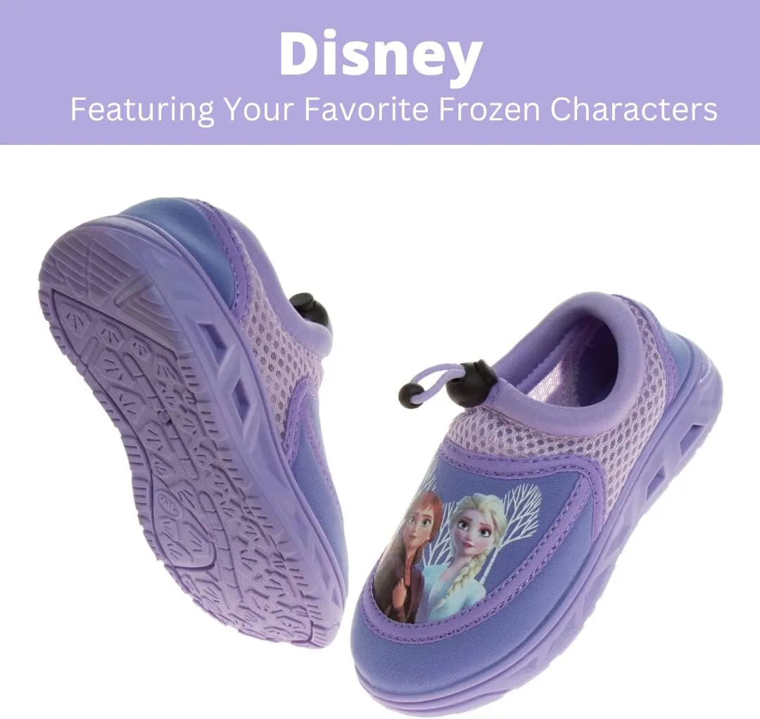 Disney Frozen Water Shoes for Girls- Pool Aqua Socks for Kids- Anna Elsa Sandals Princess Bungee Waterproof Beach Slides Sport Character Summer Slip-on Quick Dry (Toddler/Little Kid)