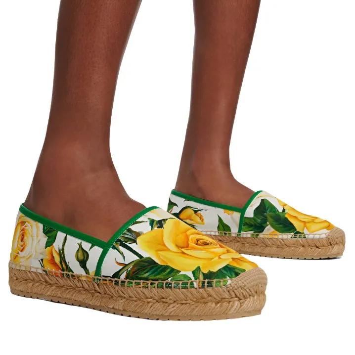 Dolce & Gabbana Floral-Print Canvas Espadrilles