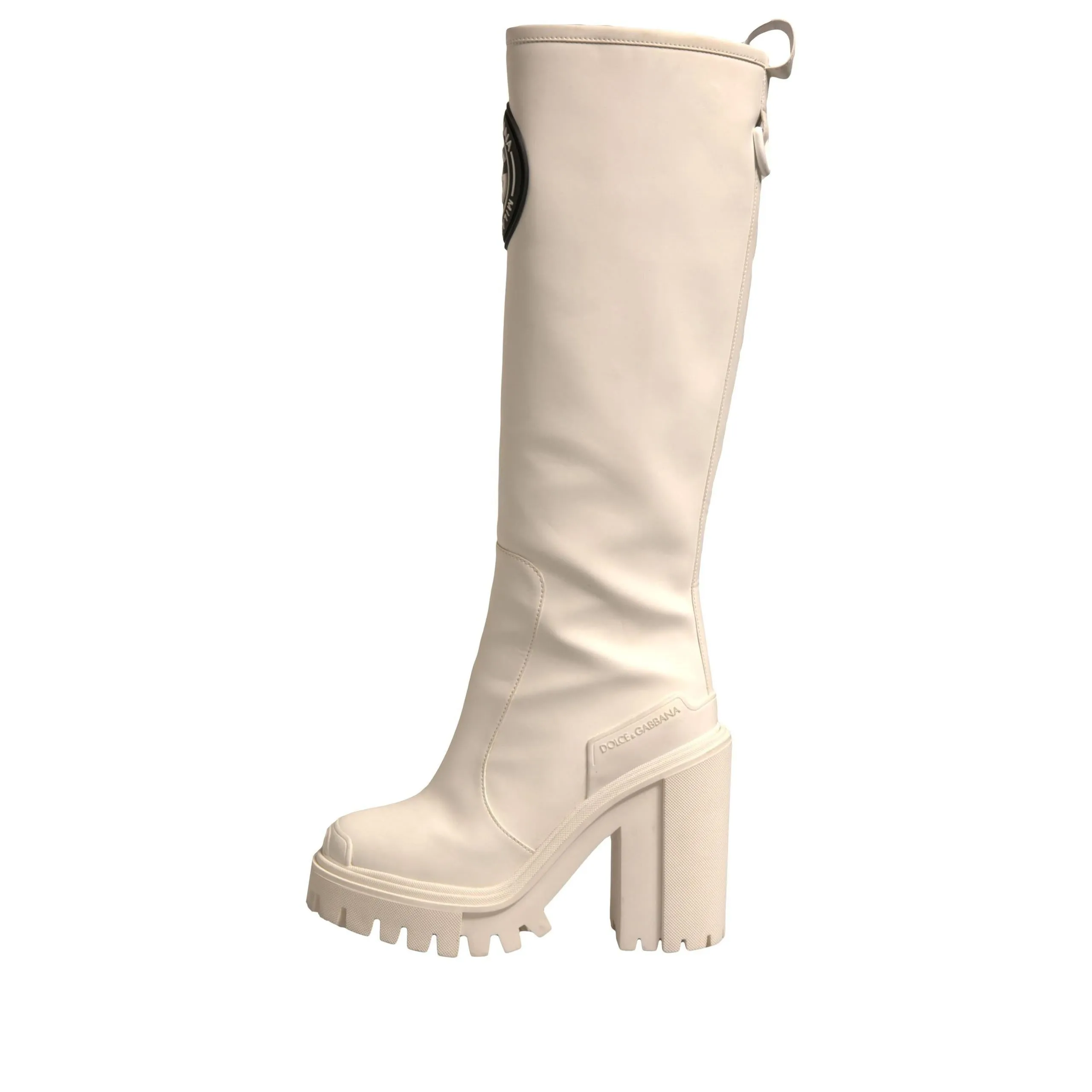 Dolce & Gabbana White DG Logo Hi Trekking Plateau Biker Boots Shoes