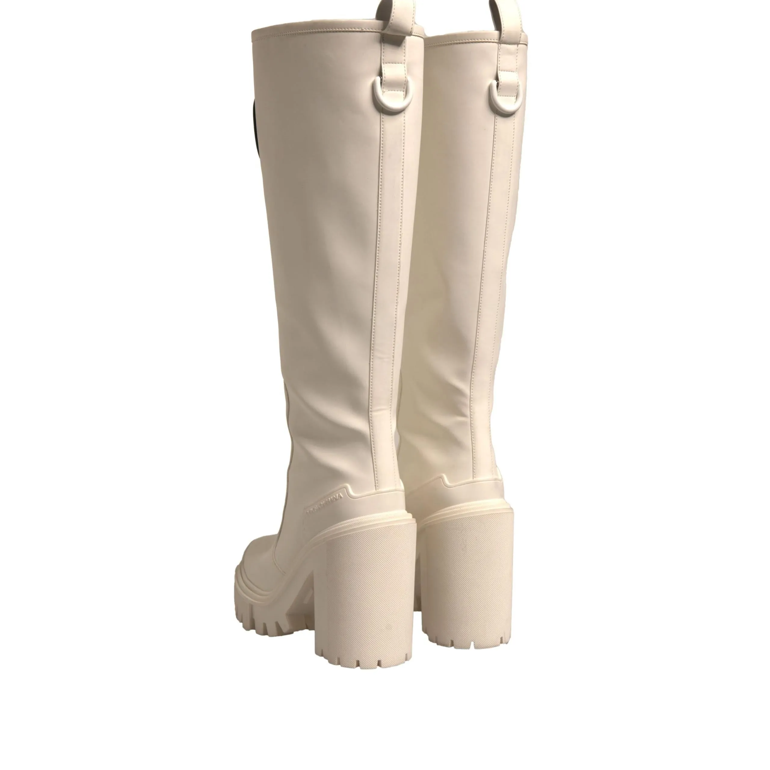 Dolce & Gabbana White DG Logo Hi Trekking Plateau Biker Boots Shoes