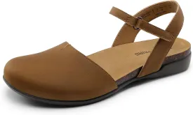DREAM PAIRS Women's Closed Toe Sandals Arch Support Comfort Cork Footbed Flat Sandals Summer Shoes