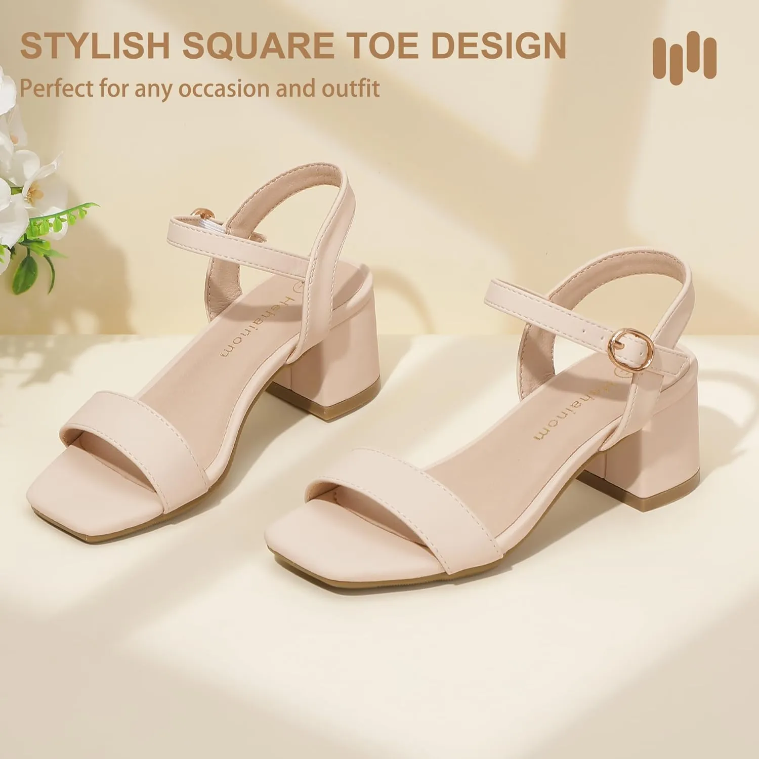 Hehainom Girls Heels Dress Shoes Square Toe Sandals Flower Girl Party Wedding Church Little Big Kid Shoes