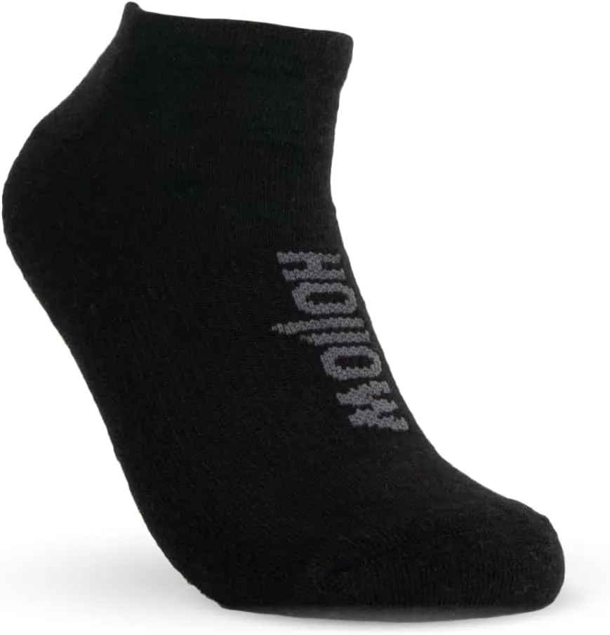 HOLLOW Alpaca No Show Socks for Men and Women, Moisture Wicking Alpaca Socks for Hiking, Running, Outdoors, Any Season No Show Sock, Temperature Regulating, Light Compression, Medium, Black