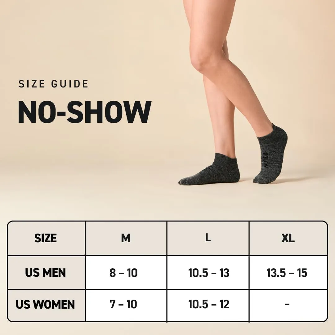 HOLLOW Alpaca No Show Socks for Men and Women, Moisture Wicking Alpaca Socks for Hiking, Running, Outdoors, Any Season No Show Sock, Temperature Regulating, Light Compression, Medium, Black