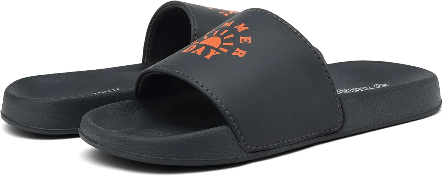 INMINPIN Kids Boys Girls Slides Sandals Comfort Non-Slip Beach Pool Shower Shoes Indoor Outdoor (Little Kid/Big Kid)