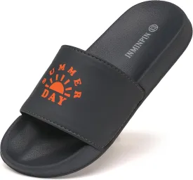 INMINPIN Kids Boys Girls Slides Sandals Comfort Non-Slip Beach Pool Shower Shoes Indoor Outdoor (Little Kid/Big Kid)