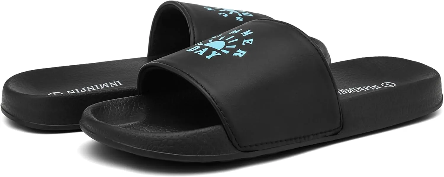 INMINPIN Kids Boys Girls Slides Sandals Comfort Non-Slip Beach Pool Shower Shoes Indoor Outdoor (Little Kid/Big Kid)