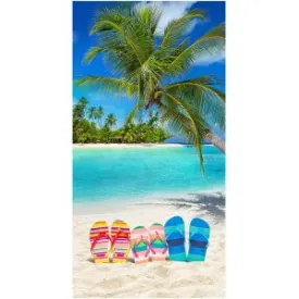 New Sunny Day Flip Flops 100% Cotton Velour Beach Towels 30" x  60" (Case of 12)