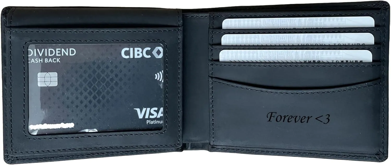 Personalized Wallet For Men, Custom Engraved Wallet, Customized Engraved Full Grain Leather Wallet, Gift For Fathers Day/Him/Husband/Boyfriend/Anniversary/Dad/Son/Graduation/Birthday
