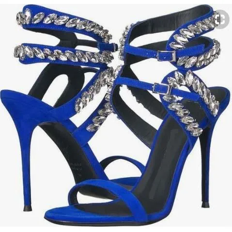 Rhinestone Wedge Heel Suede Summer Sandals