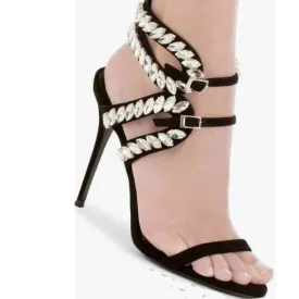 Rhinestone Wedge Heel Suede Summer Sandals