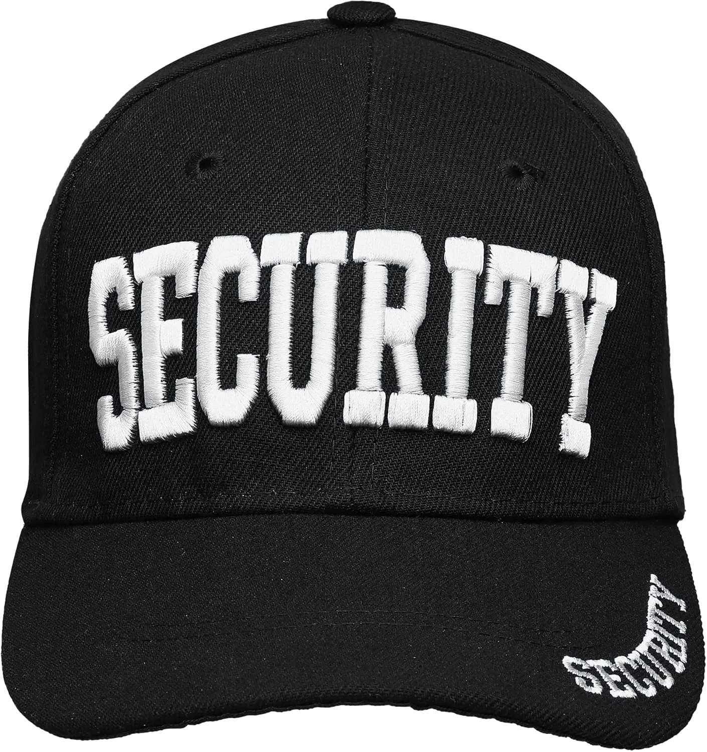 Security Hat Baseball Cap - Gold or White Embroidery Security Front, Bill & Back - Adjustable Size