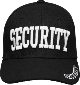Security Hat Baseball Cap - Gold or White Embroidery Security Front, Bill & Back - Adjustable Size