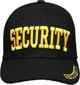 Security Hat Baseball Cap - Gold or White Embroidery Security Front, Bill & Back - Adjustable Size