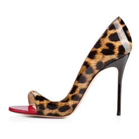 Sexy Patent Leather Print Open Toe High Heel Sandals