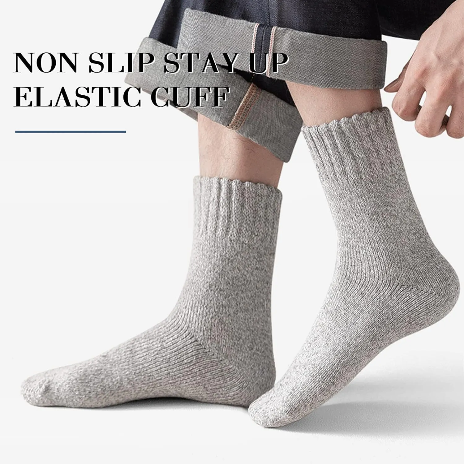 SIMIYA 5 Pairs Wool Socks Mens, Thick Warm Winter Soft Hiking & Casual Crew Socks