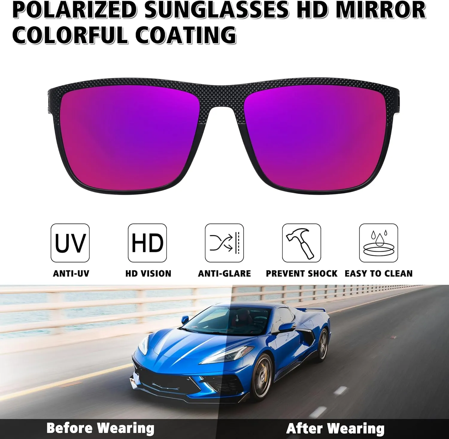STORYCOAST Polarized Sunglasses for Men Women Classic Square Sports Fishing Running Golf Sun Glasses UV Protection