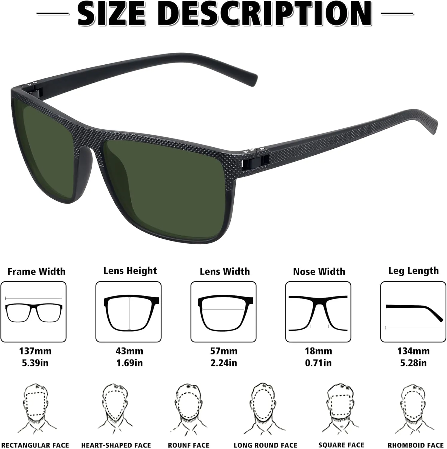 STORYCOAST Polarized Sunglasses for Men Women Classic Square Sports Fishing Running Golf Sun Glasses UV Protection