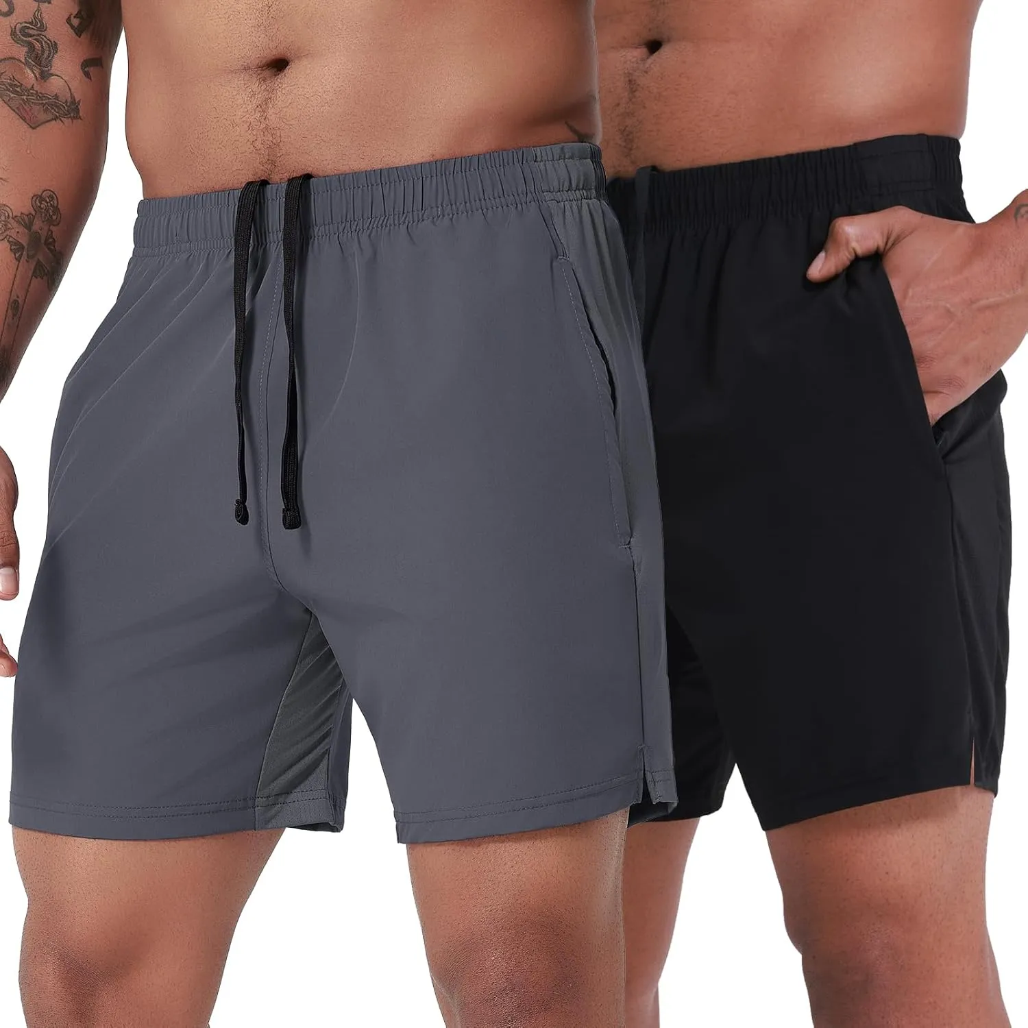 VPOS 2 Pack Men's Athletic Shorts 5/7 Inch Inseam, Mens Workout Shorts Lightweight Quick Dry Gym Running Shorts for Men