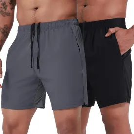 VPOS 2 Pack Men's Athletic Shorts 5/7 Inch Inseam, Mens Workout Shorts Lightweight Quick Dry Gym Running Shorts for Men