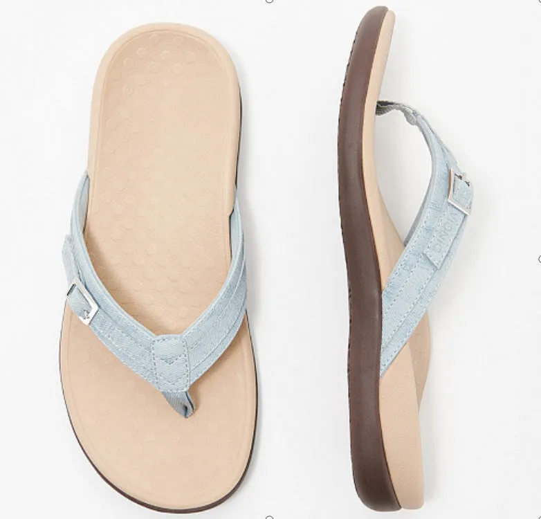 Women's PU Leather Flat Heel Flip Flops