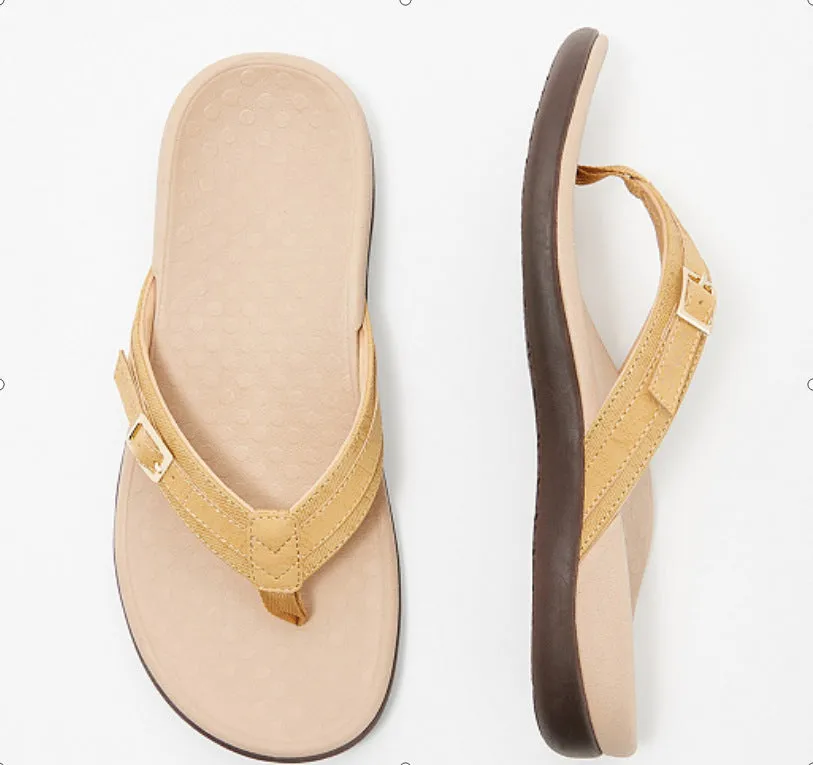 Women's PU Leather Flat Heel Flip Flops